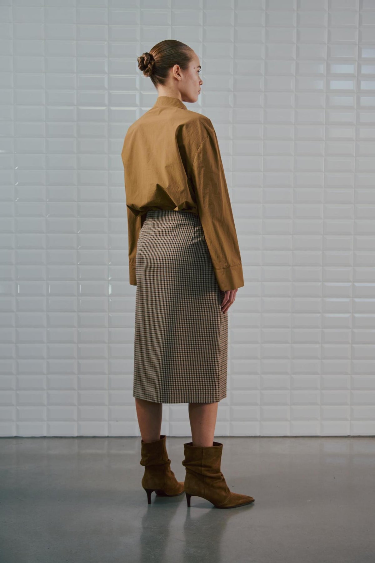 Withblack Jackie Checked Nederdel - Brown Camel Check