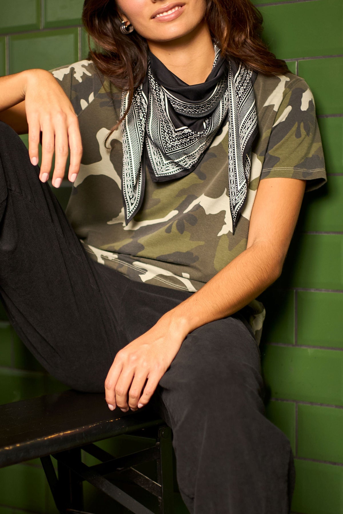 Black Colour BCZelda SS T-shirt - Army Camouflage