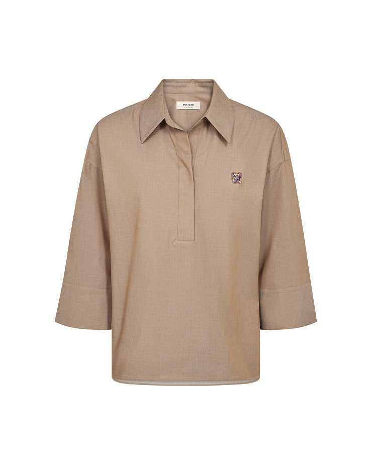 Mos Mosh Britze Cam Cotton Bluse - Dark Camel