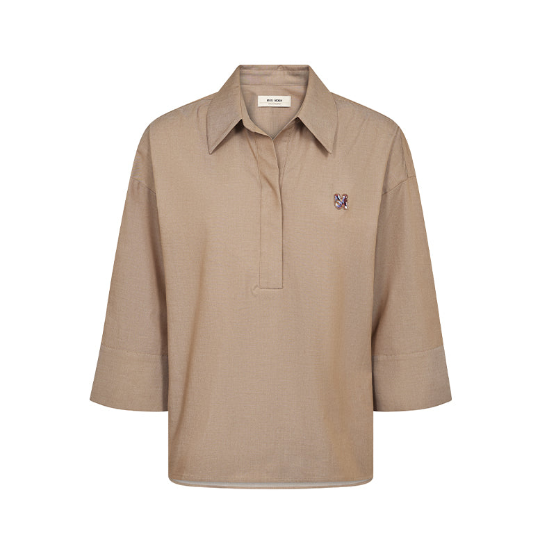 Mos Mosh Britze Cam Cotton Bluse - Dark Camel