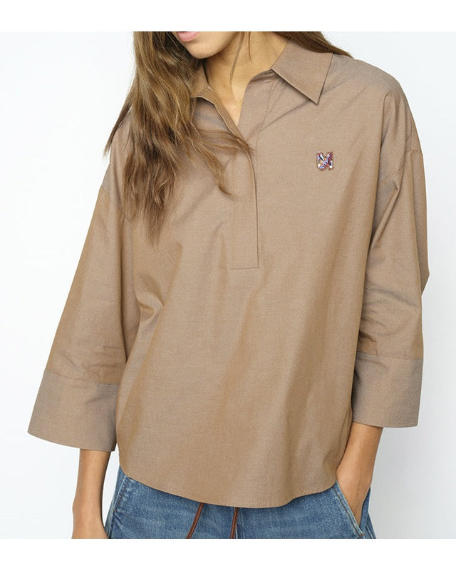 Mos Mosh Britze Cam Cotton Bluse - Dark Camel