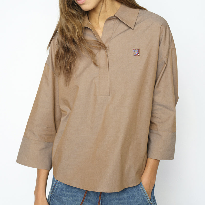 Mos Mosh Britze Cam Cotton Bluse - Dark Camel