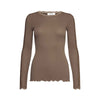 Rosemunde RWBernadine Organic LS O-Neck Lace T-shirt - Walnut