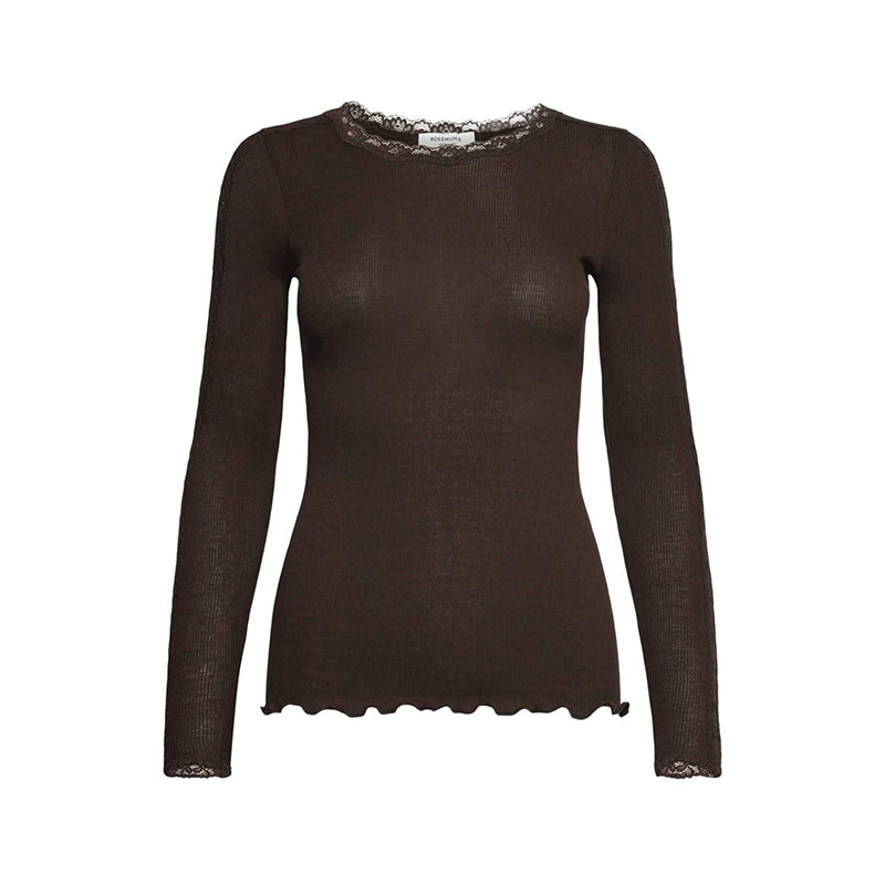 Rosemunde RWBernadine Organic LS O-Neck Lace T-shirt - Mole