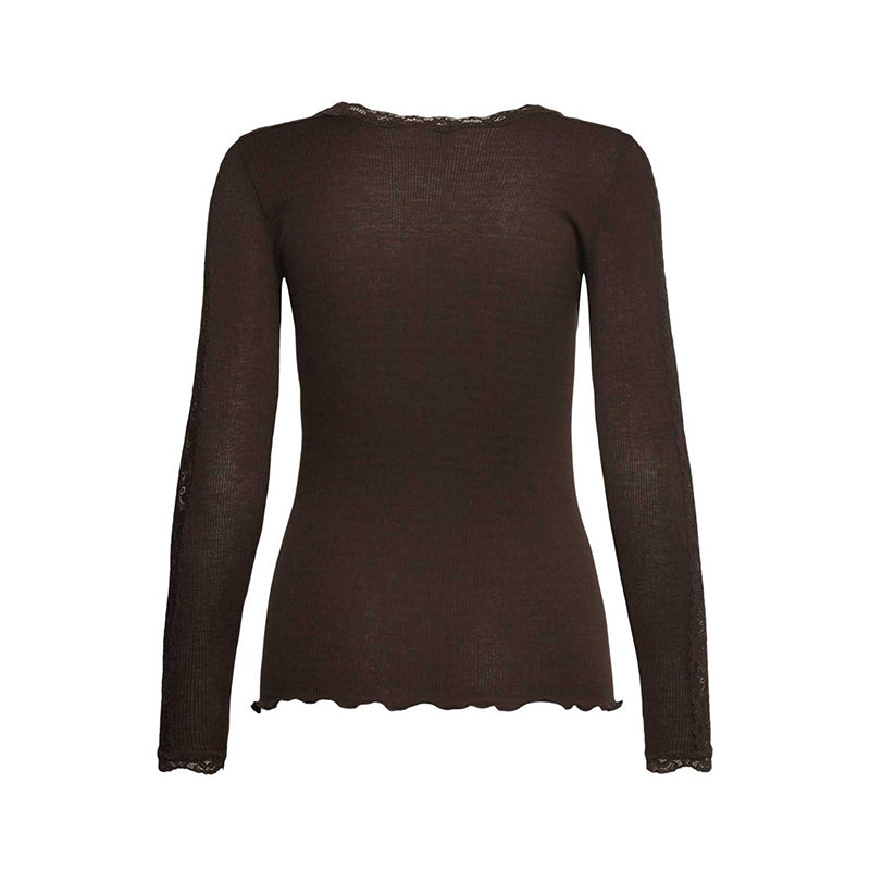 Rosemunde RWBernadine Organic LS O-Neck Lace T-shirt - Mole