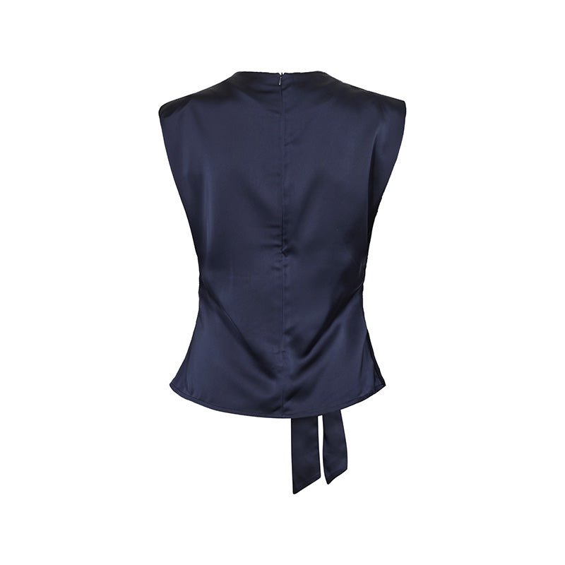 Co'couture Safira Pleat Top - Navy