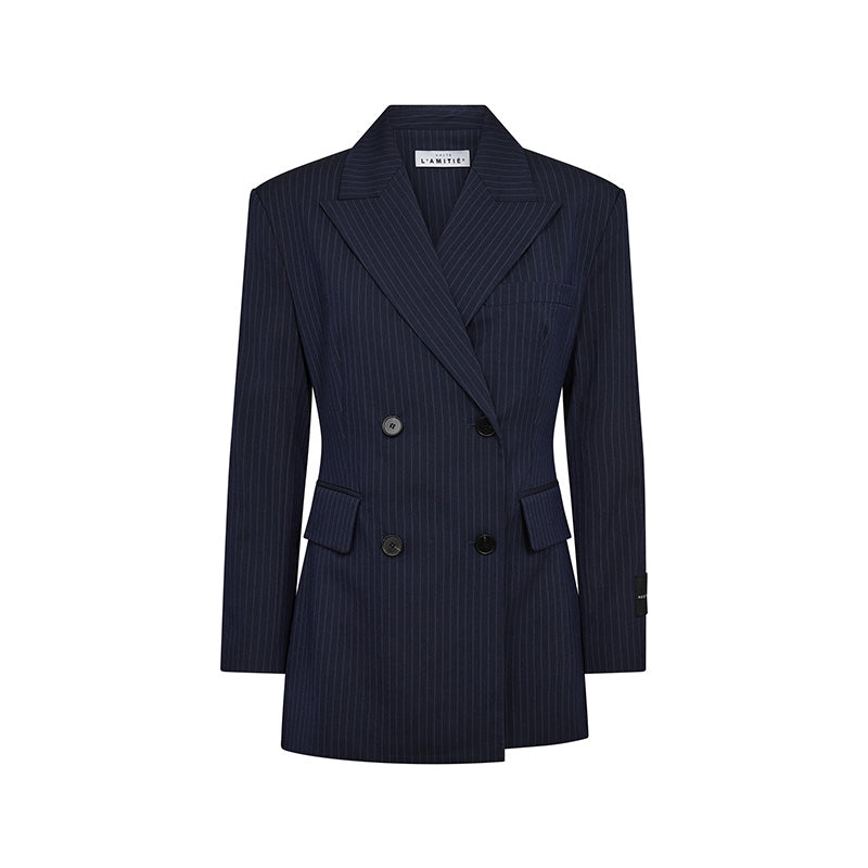 Haute L'amitie Navy Pin Waist Fit Blazer - Navy