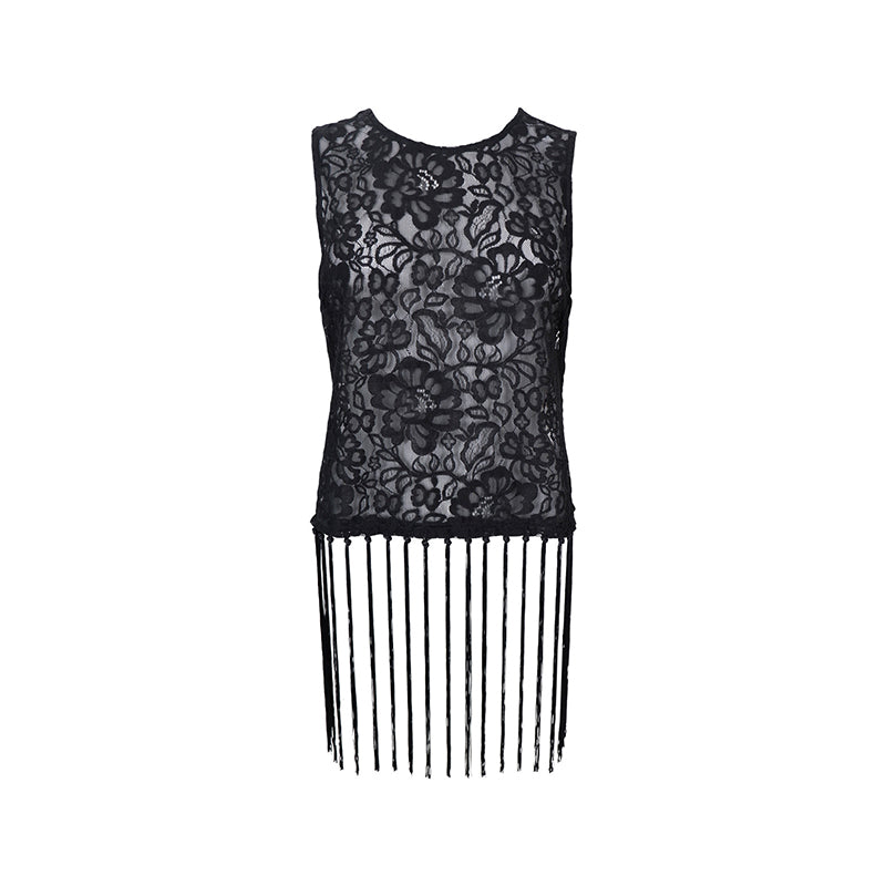 Black Colour Vea Frill Top - Black