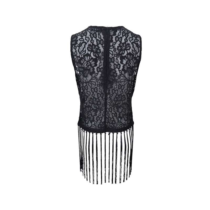 Black Colour Vea Frill Top - Black