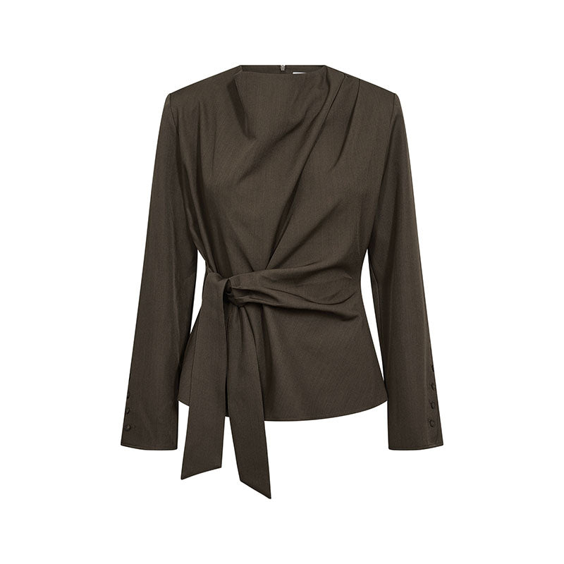 Co'couture LunaCC Tie Bluse - Dusty Army