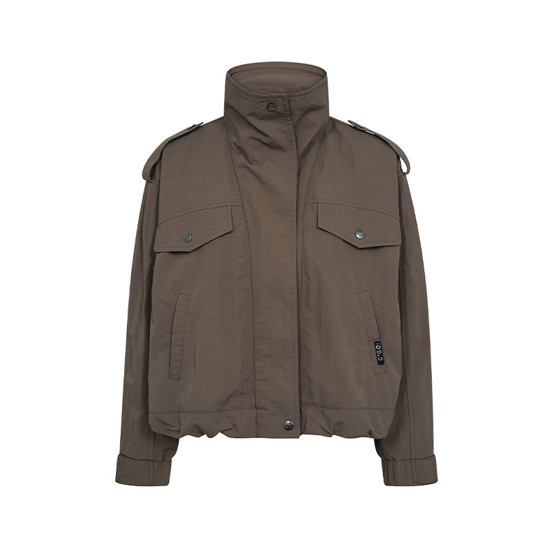 Co'couture Alina Double Funnel Neck Jakke - Brown