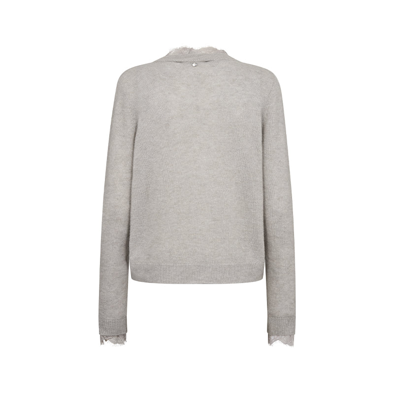 Mos Mosh MMHelmi Lace Strik Cardigan - Mourning Dove