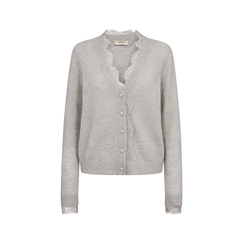 Mos Mosh MMHelmi Lace Strik Cardigan - Mourning Dove