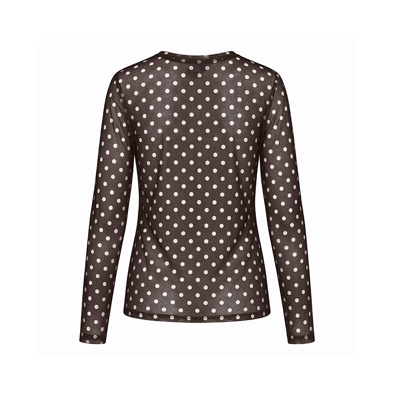 Luxzuz Dot Mesh T-shirt - Choco Lux