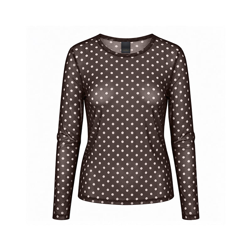 Luxzuz Dot Mesh T-shirt - Choco Lux