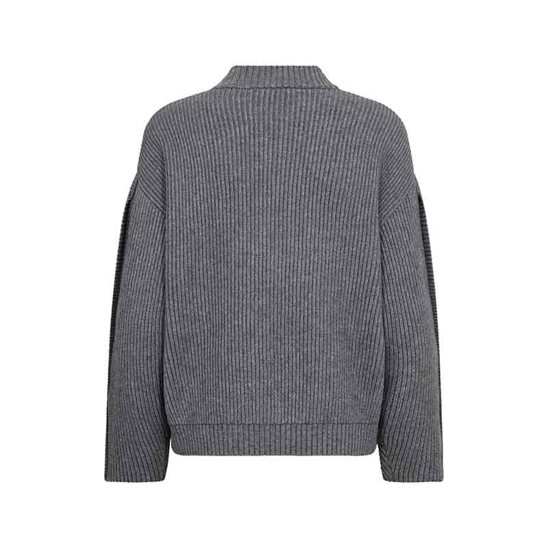 Co'couture RowCC Button Sleeve Strik - Grey Melange