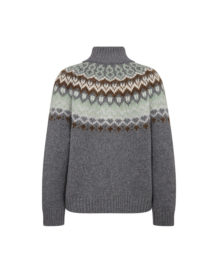Mos Mosh Daya Fjord Highneck Strik - Thunderstorm