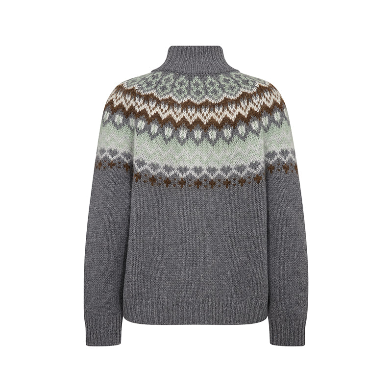 Mos Mosh Daya Fjord Highneck Strik - Thunderstorm