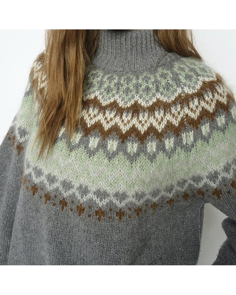 Mos Mosh Daya Fjord Highneck Strik - Thunderstorm