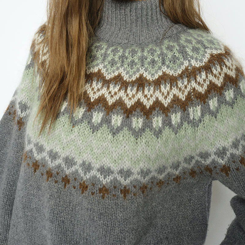 Mos Mosh Daya Fjord Highneck Strik - Thunderstorm