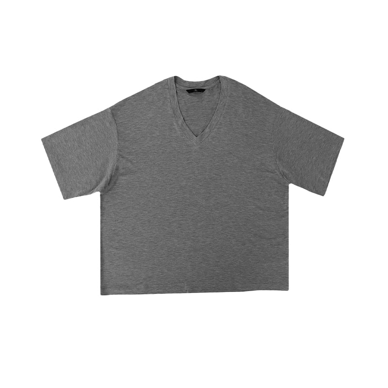 Withblack Josefine SS V-Neck T-shirt - Mid Grey Melange