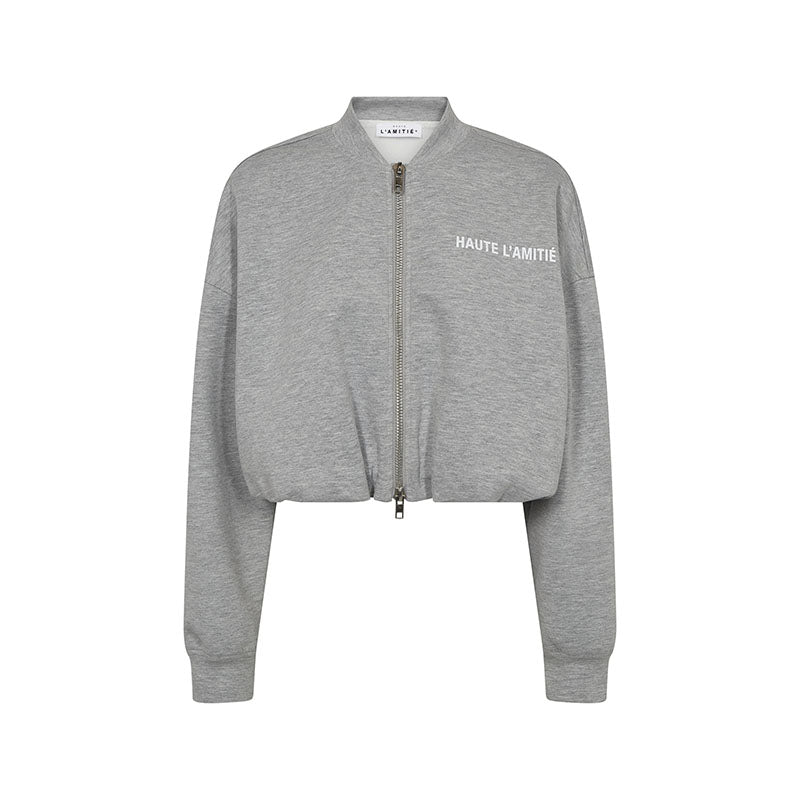 Haute L'amitie Maxi Crop Zip Sweat - Grey Melange