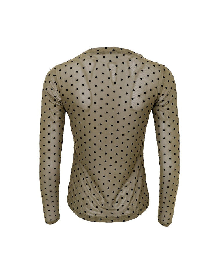 Black Colour BCJennie Dotted Mesh Bluse - Army