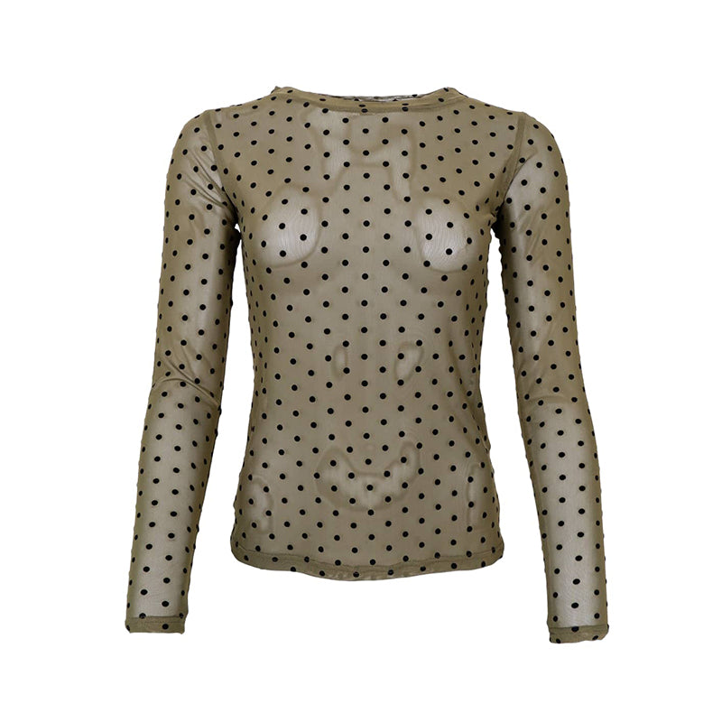 Black Colour BCJennie Dotted Mesh Bluse - Army