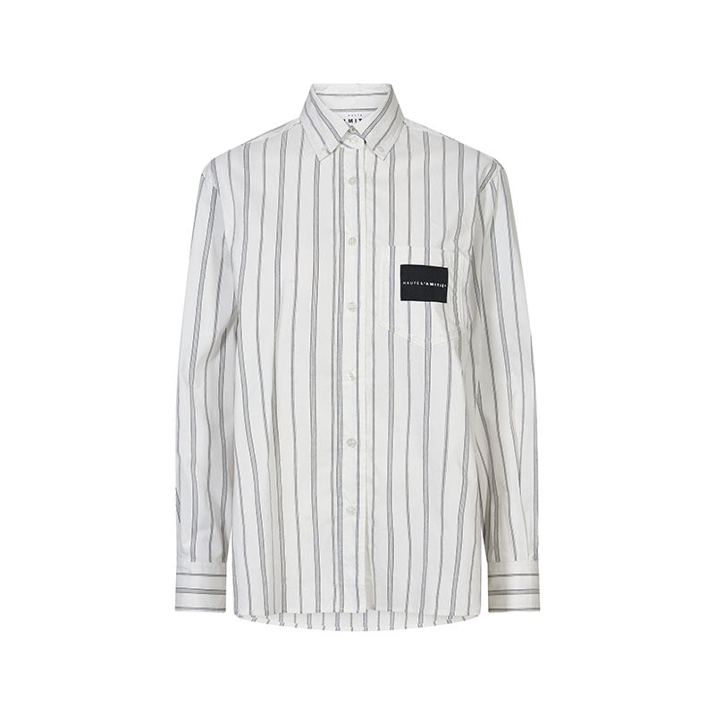 Haute L'amitie Crystal Heart Stripe Skjorte - White