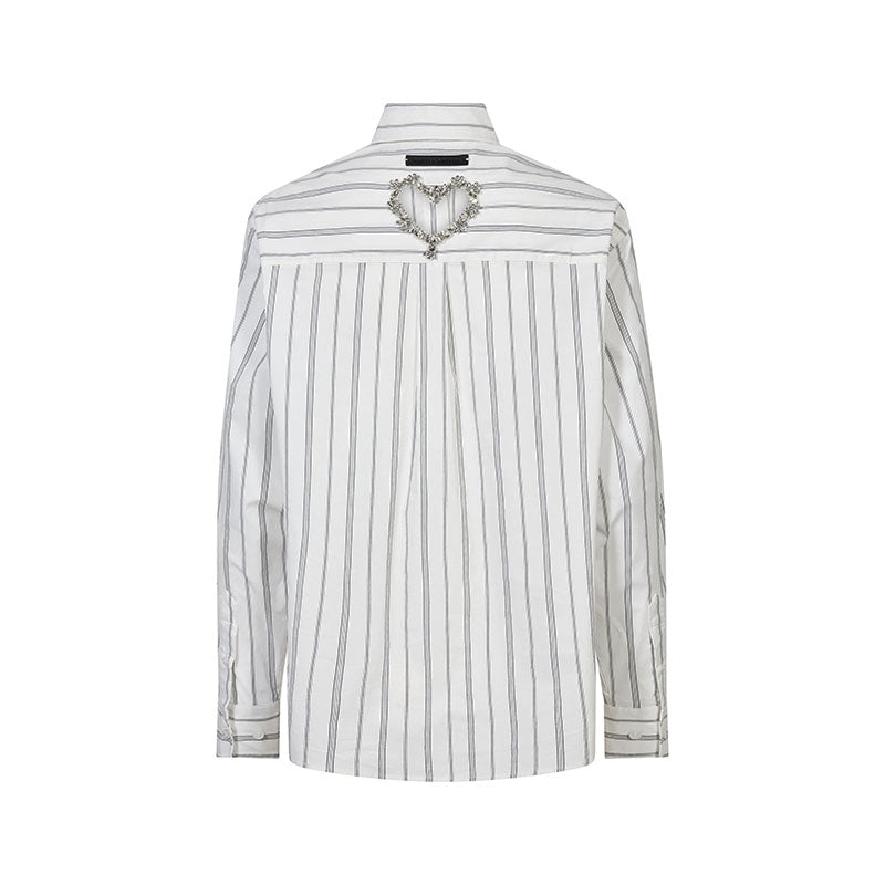 Haute L'amitie Crystal Heart Stripe Skjorte - White