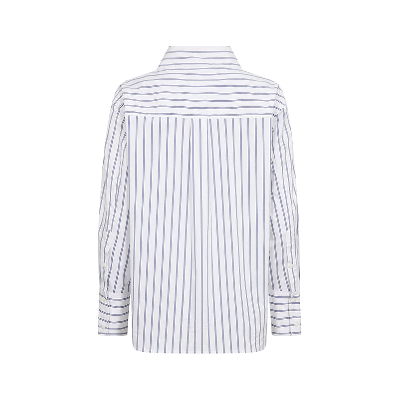 Co'couture SomoCC Stripe Funnel Neck Skjorte - White