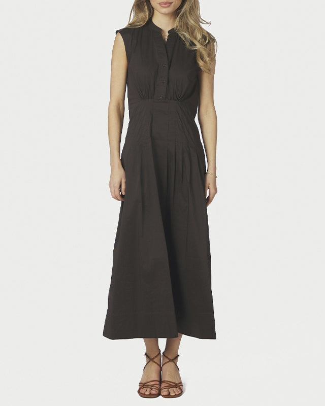 Neo Noir Irena Poplin Kjole - Chocolate Brown