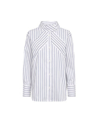 Co'couture SomoCC Stripe Funnel Neck Skjorte - White
