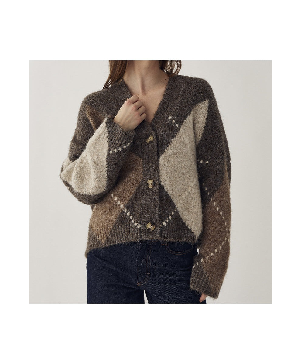 Noella N-Laiana Strik Cardigan - Ash Brown Mix