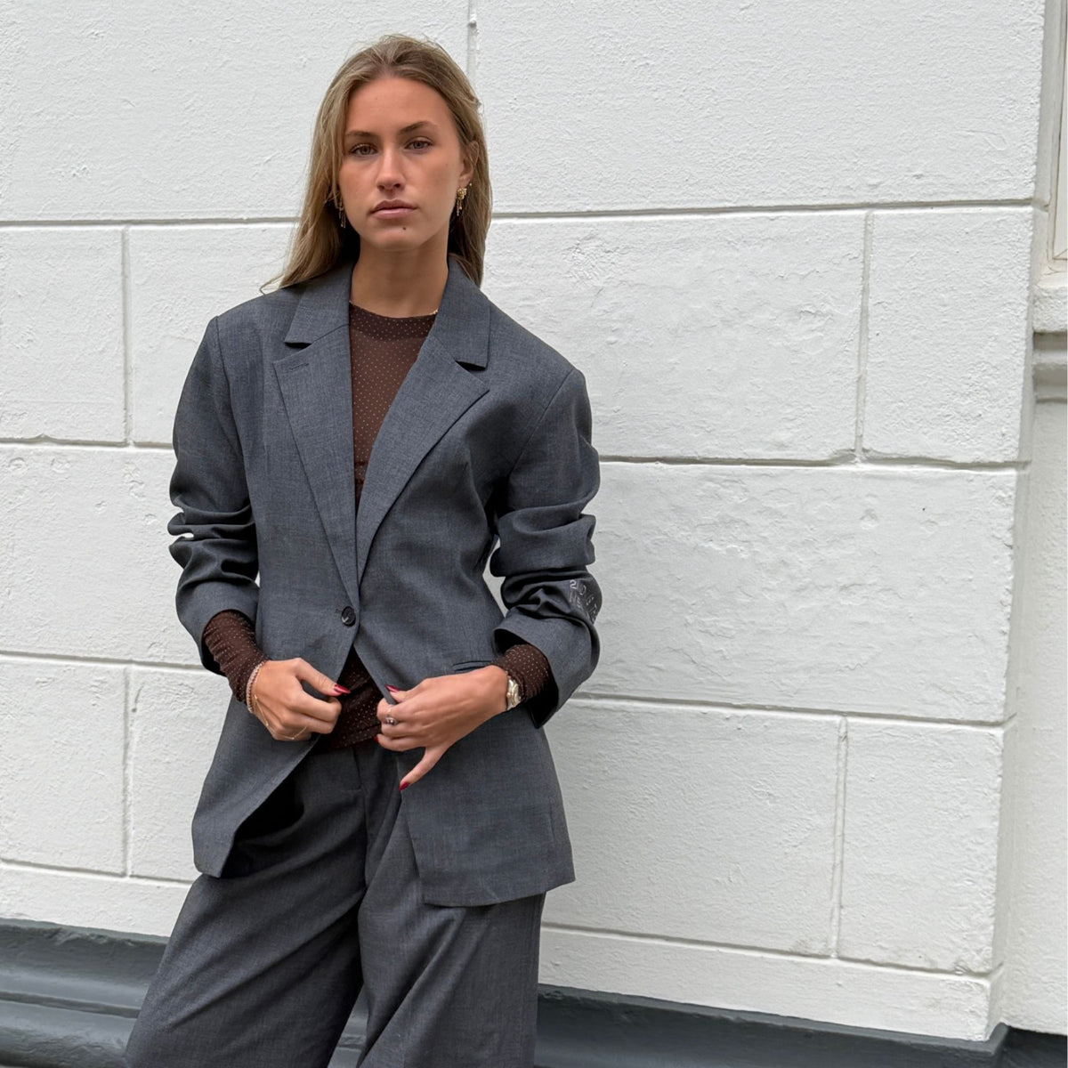 2NDDAY Hanzan Fitted Blazer - Light Grey Melange