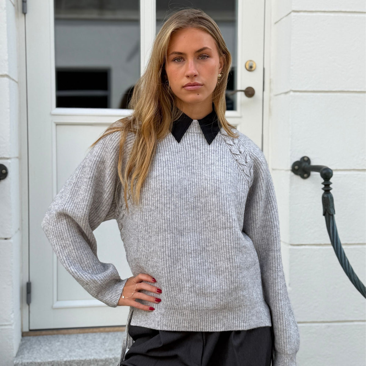 Co'couture RowCC Braid String Strik - Grey Melange