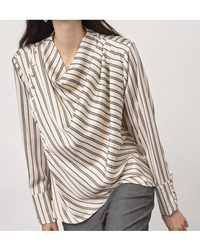 Co'couture HellyCC Button Stripe Bluse - Off White