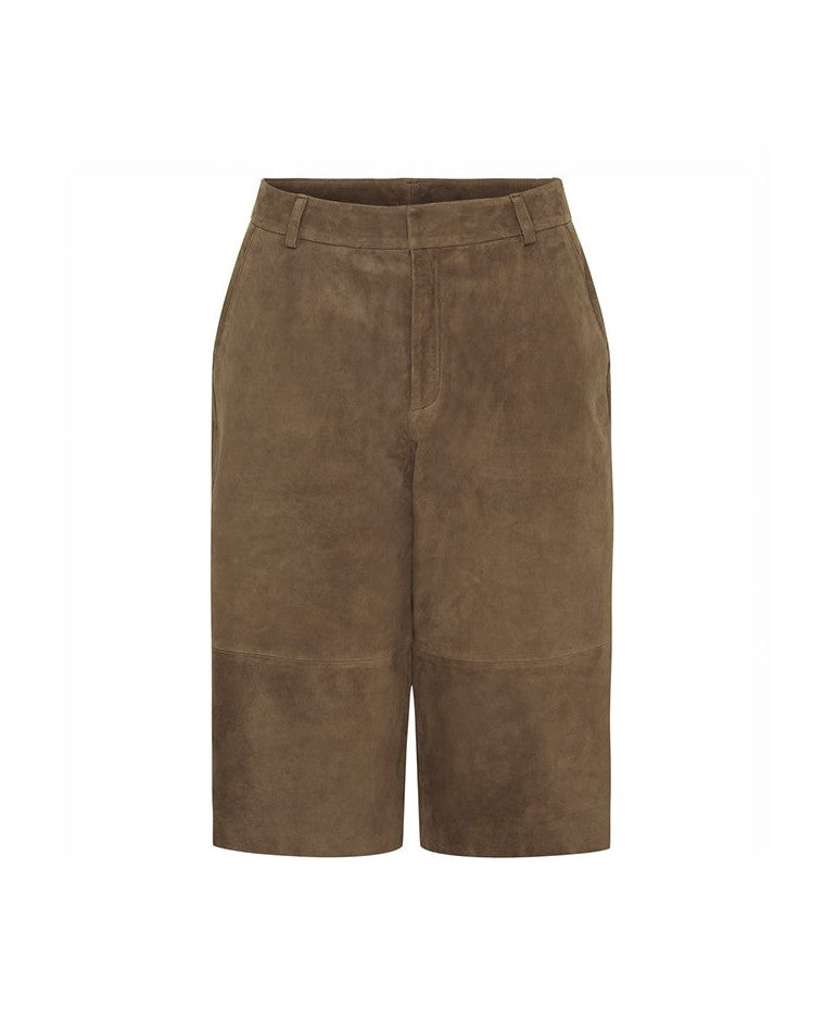 Notyz Suede Bermuda Shorts - Hazelnut