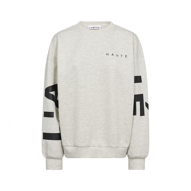 Haute L'amitie Maxi Split Logo Sweat - Pearl Melange