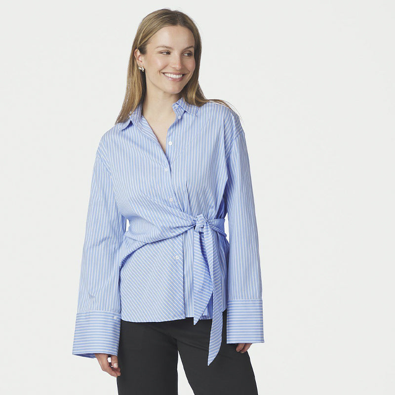 Neo Noir Helisa Stripe Skjorte - Light Blue
