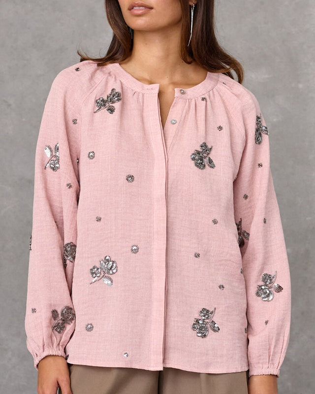 Love & Divine Love1642 Bluse - Mauve Seqins