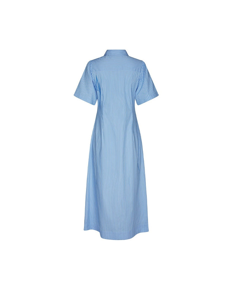 Neo Noir Baia Stripe Poplin Kjole - Light Blue