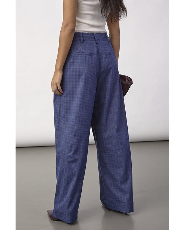 Co'couture DaxterCC Check Pleat Bukser - New Blue