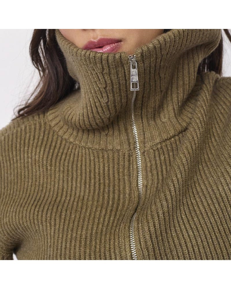 Co'couture RowCC Zip Strik Cardigan - Army