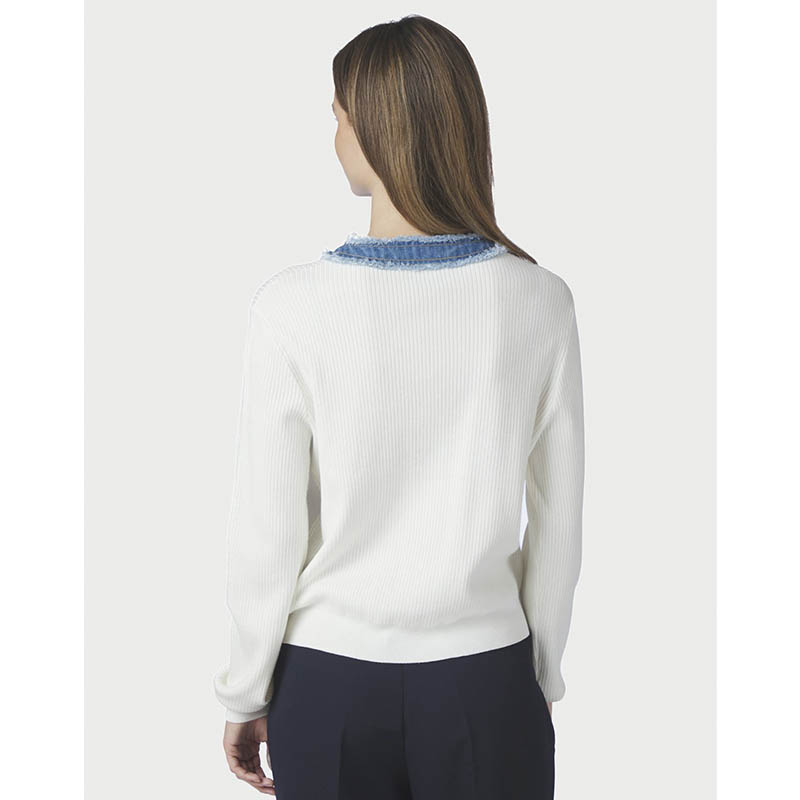 Neo Noir Zelma Strik Denim Cardigan - Off White