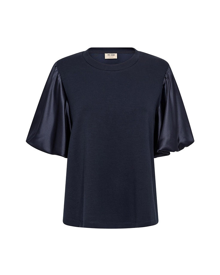 Mos Mosh MMDuba O-SS Satin Sweatshirt - Salute Navy