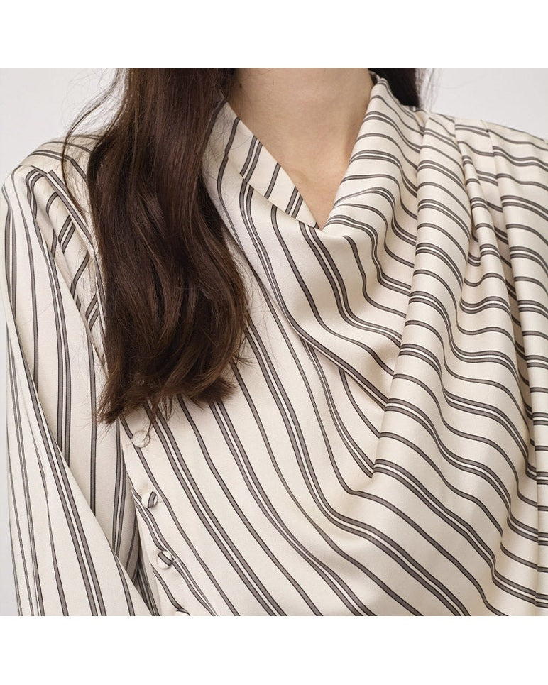 Co'couture HellyCC Button Stripe Bluse - Off White