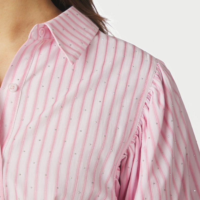 Neo Noir Etta Soft Stripe Stone Skjorte - Light Pink