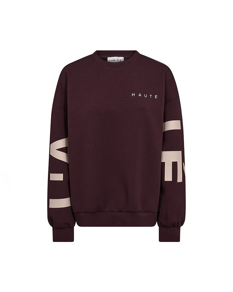 Haute L'amitie Maxi Split Logo Sweat - Wine