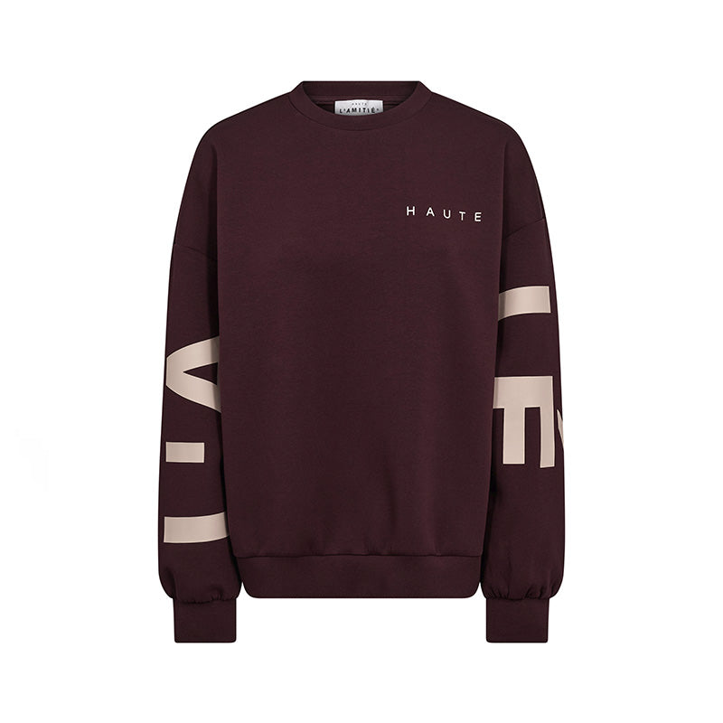Haute L'amitie Maxi Split Logo Sweat - Wine